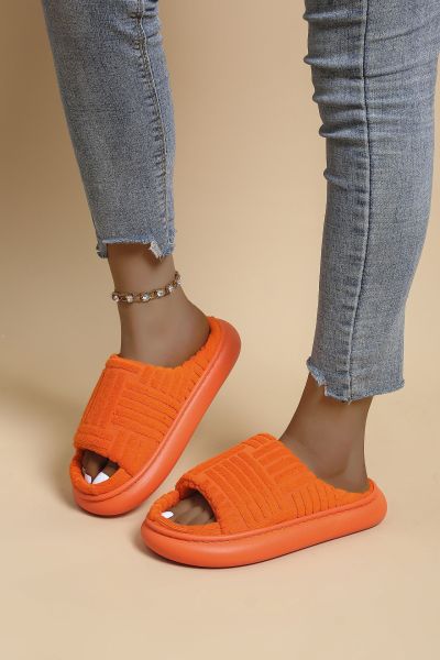 Large size outer wear wool slippers open toe thick bottom one word spot home slippers