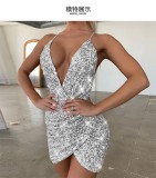 Sequin Sexy Dress V-Neck Skinny Slip Dress