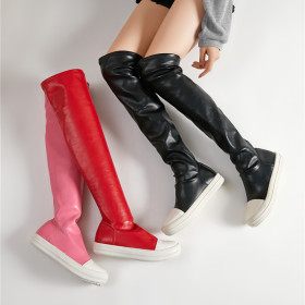 Large size over-the-knee boots all-match simple plus stretch boots tide PT2036