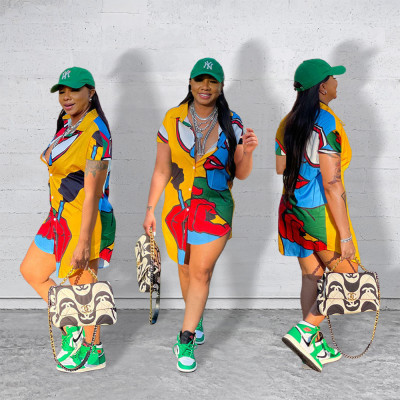 Oversized Graffiti Shirt Dress