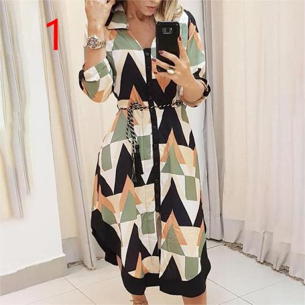 Midi Printed Plaid Lapel Dress