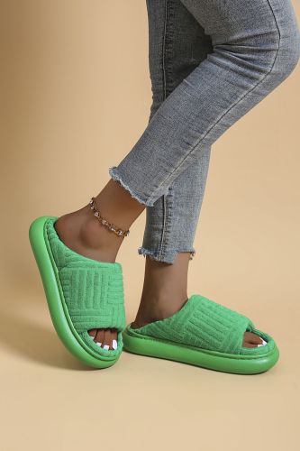 Large size outer wear wool slippers open toe thick bottom one word spot home slippers