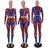 Fashion Casual Print Open Waist Two Piece Set