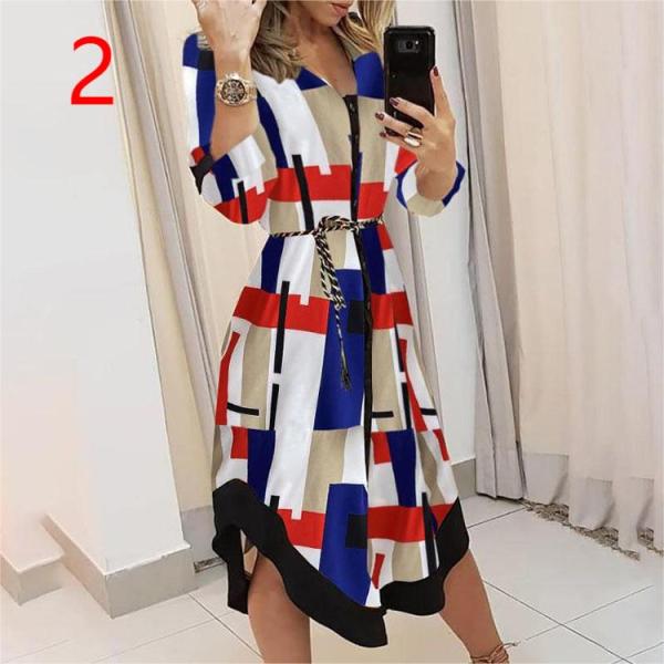 Midi Printed Plaid Lapel Dress