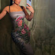 Sexy suspenders open back tube top floral print slim fit dress