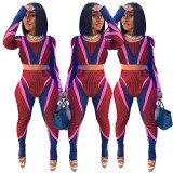 Fashion Casual Print Open Waist Two Piece Set