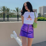 Solid Color Zipper High Waist Bag Hip Chain Casual Short Skirt