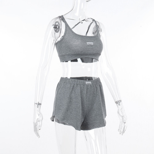 Loose Casual Super Short Sweatpants Vest Set