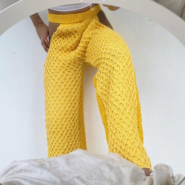 Sexy Cutout Knit High Waist Loose Lounge Pants