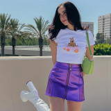 Solid Color Zipper High Waist Bag Hip Chain Casual Short Skirt
