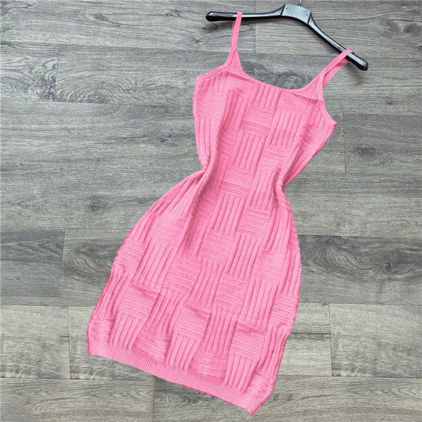 Sexy suspender backless skirt slim fit hip knitted dress