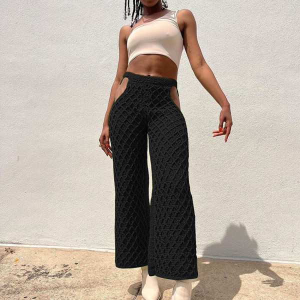 Sexy Cutout Knit High Waist Loose Lounge Pants