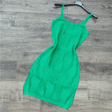 Sexy suspender backless skirt slim fit hip knitted dress