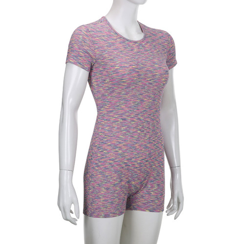 Women's Ring Cutout Open Back Skinny Knit Casual Jumpsuit