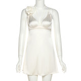 Women's Fashion Sexy Backless Detachable Floral Temperament Slim Dress