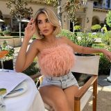 Fashionable fluffy and fluffy tube top all-match top CF66407