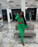 Women's Cardigan Lantern Sleeve Elastic Waist Slit Pants Set LD83110