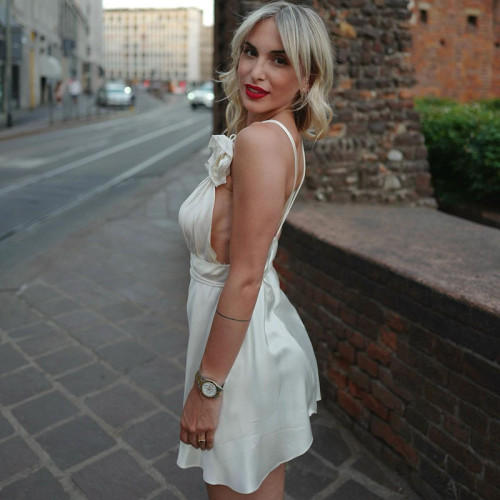Women's Fashion Sexy Backless Detachable Floral Temperament Slim Dress