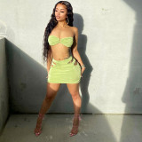 Sexy Tube Top Shaking Cloth Hollow Slim Fit Hip Short Skirt Suit
