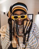 Square candy-colored sunglasses men and women hip-hop concave shape sunglasses glasses