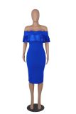 Sexy temperament one-shoulder ruffle dress
