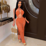 Women's Long Fringed Stretch Side Slit Beach Dress