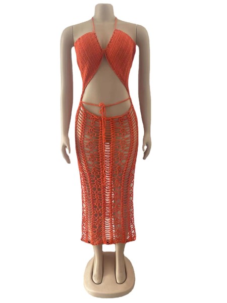 Women's Long Fringed Stretch Side Slit Beach Dress