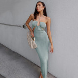 halter strappy high slit midi skirt