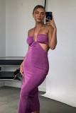 halter strappy high slit midi skirt