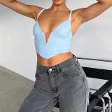 Sexy V-neck low-cut open-waist T-shirt