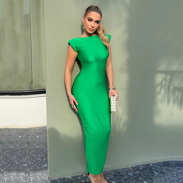 Sexy tight-fitting open-back hollow design long skirt temperament waist dress
