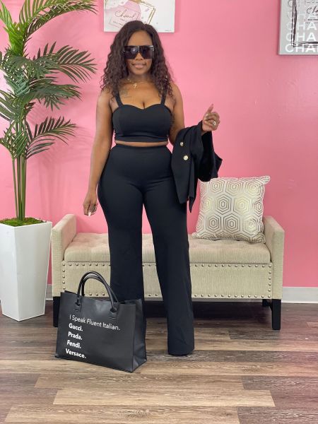 Women's temperament slim wide-leg pants three-piece suit suit