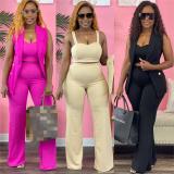 Women's temperament slim wide-leg pants three-piece suit suit