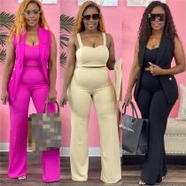 Women's temperament slim wide-leg pants three-piece suit suit