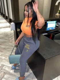 Women's Letter Print Casual Pants Loose Sweatpants