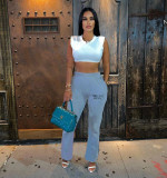 Letter Print Panel Contrast Color Women's Loose Lounge Pants Casual Pants