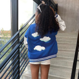 Fashion street loose letter cloud Zhangzai single-breasted basic stitching hit color baseball uniform