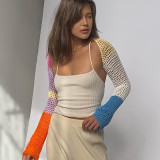 Fashion Contrast Color Versatile Small Vest Knit Sweater