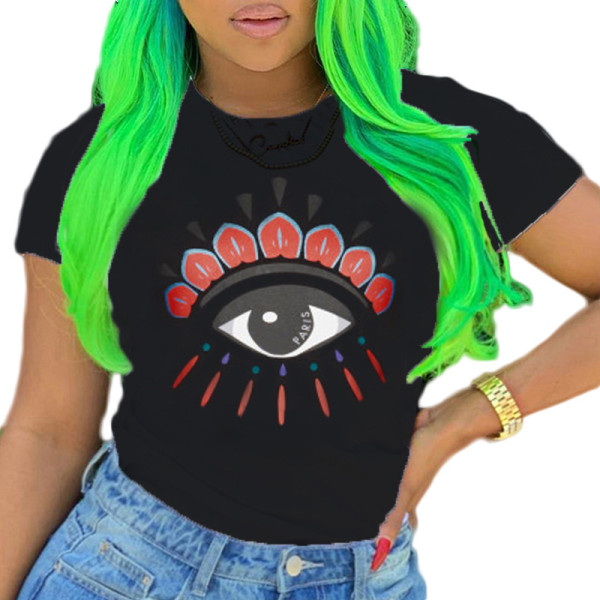 Printed fashion all-match short T-shirt