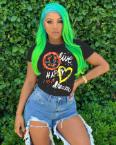 Women's Print Smiley Fashion All-match Top T-Shirt