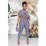 Mesh pants loose sexy breathable print two-piece set