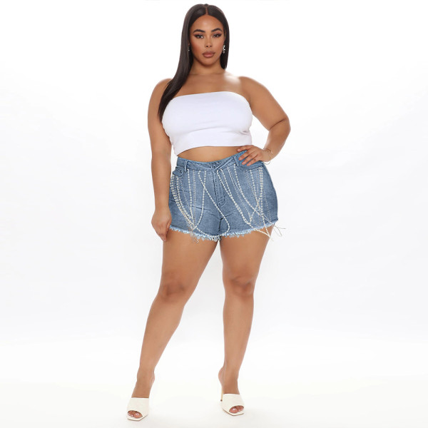 Fashion casual personality chain all-match meat-covering denim shorts
