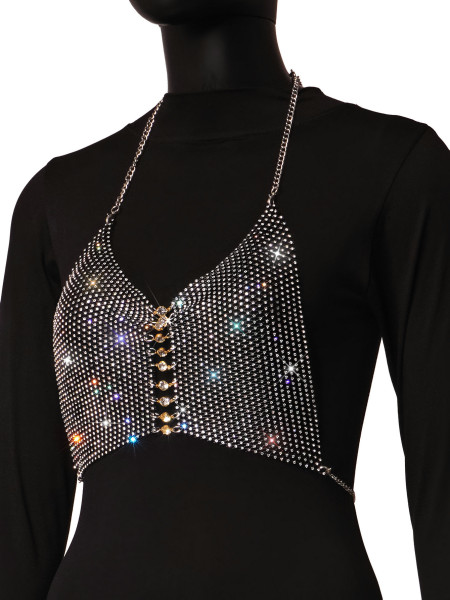 Fishnet Rhinestone Tassel Camisole