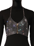 Fishnet Rhinestone Tassel Camisole