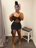 Casual streamer solid color tube top two-piece set