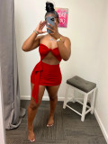 Casual streamer solid color tube top two-piece set