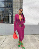 Fashion Pit Strip Flare Sleeve Dress