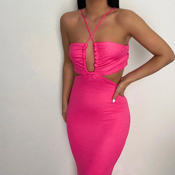 Fashion Sexy Cutout Open Back Strap Slim Dress