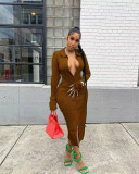 Fashion Pit Strip Flare Sleeve Dress