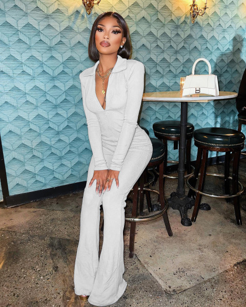 Fashion Pit Zip Solid Color Jumpsuit